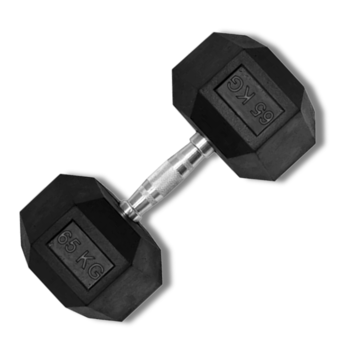 Muscle Motion Rubber Hex Dumbbell – 52.5kg to 67.5kg (Single)