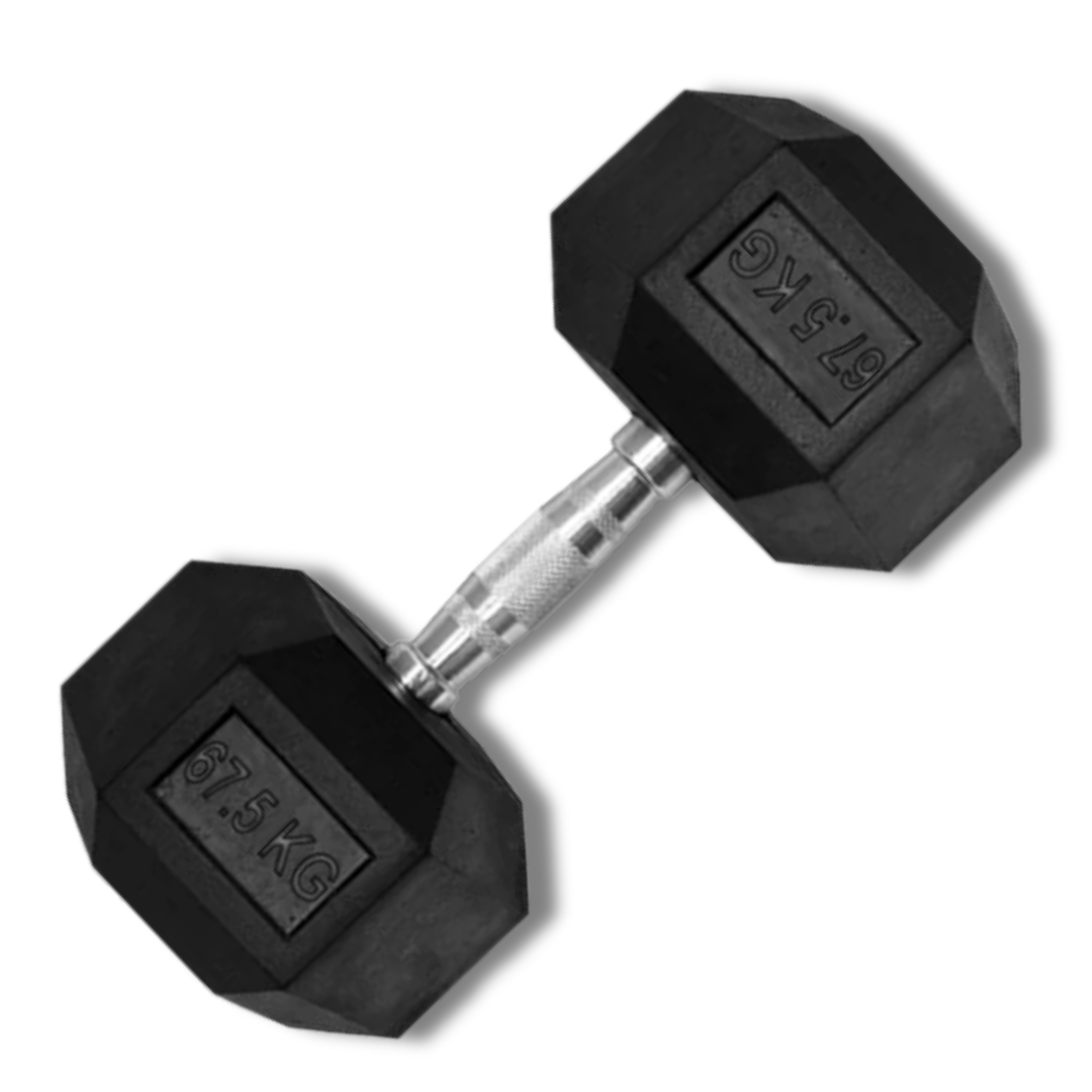 Muscle Motion Rubber Hex Dumbbell – 52.5kg to 67.5kg (Single)