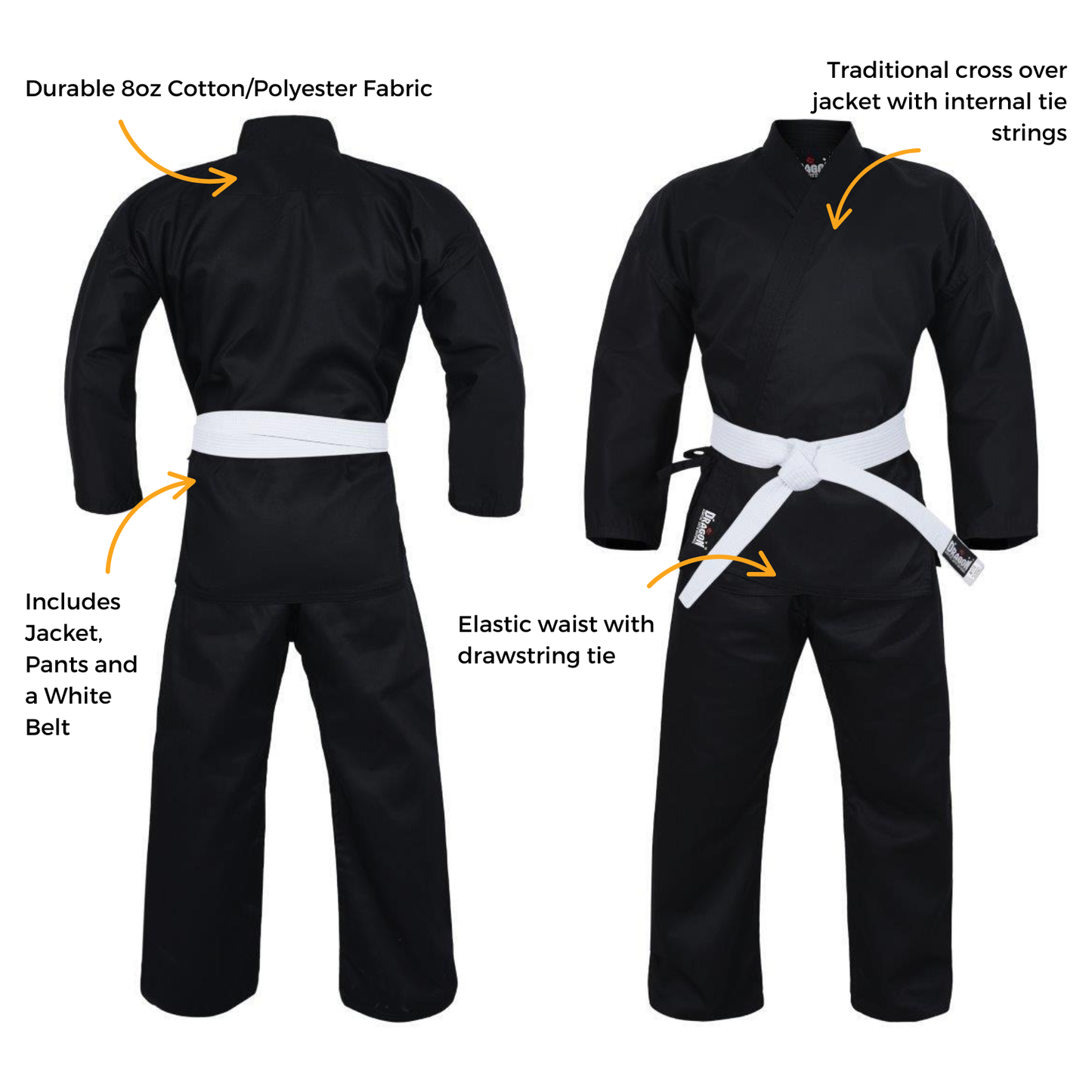 Dragon Karate Uniform Black (8oz)