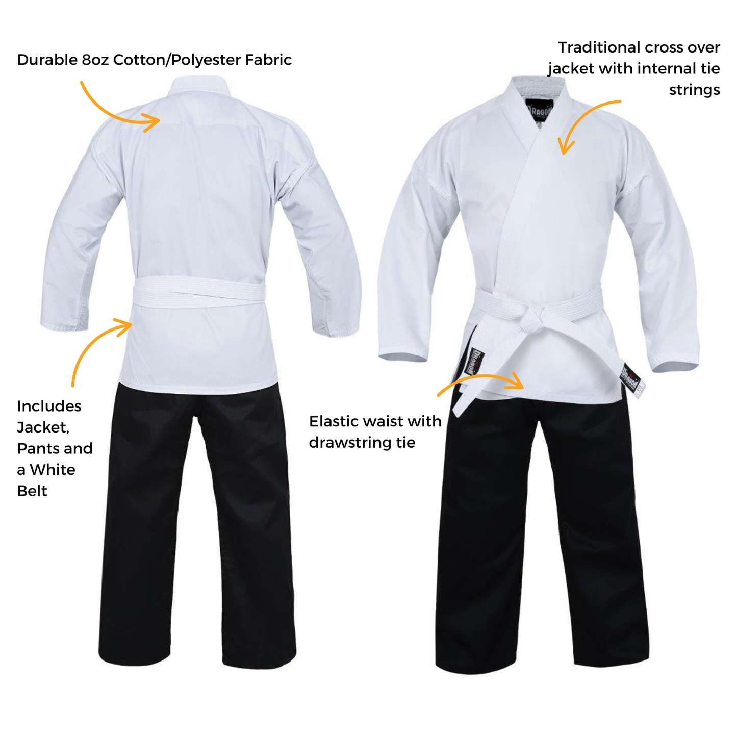 Dragon Karate Salt & Pepper Uniform Black (8oz)