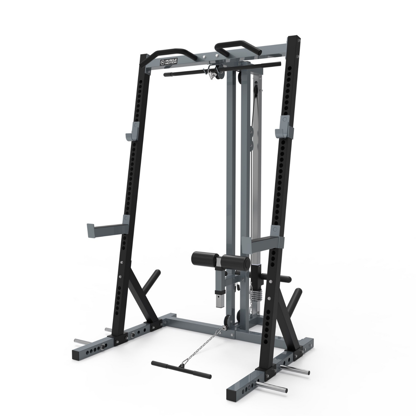 Muscle Motion Package Deal - HR1001 Half Rack & High Low Pulley, Adjustable Bench, Olympic Bar and 105kg Olympic Weights