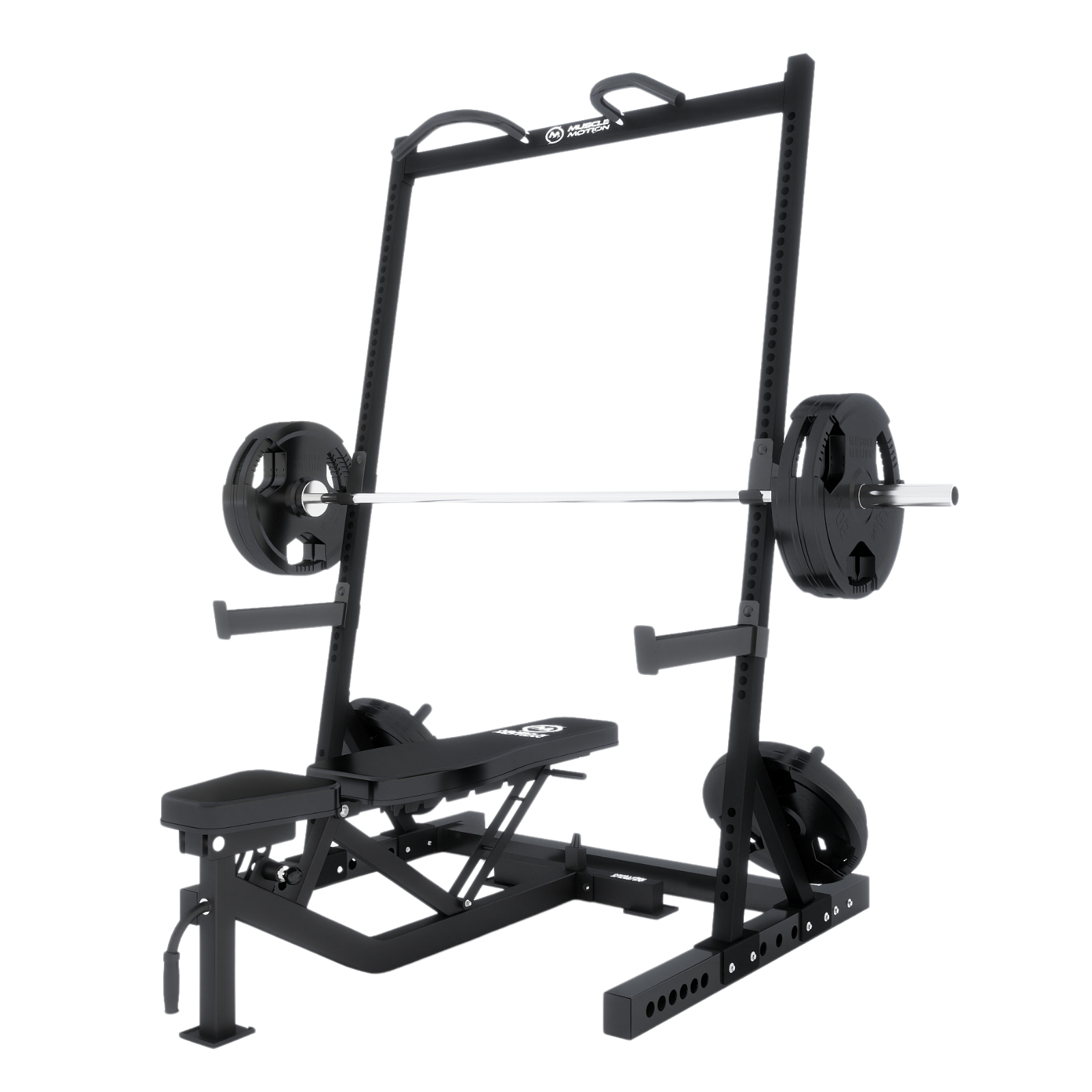 Muscle Motion Half Rack, Bench, Olympic Bar and Weights (Package