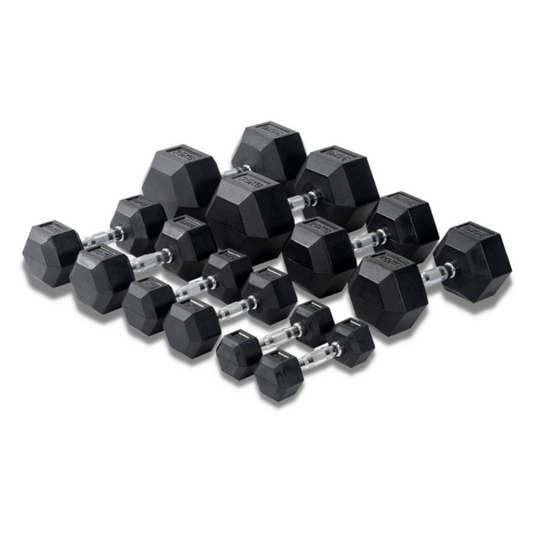 Muscle Motion Rubber Hex Dumbbells-Gym Direct