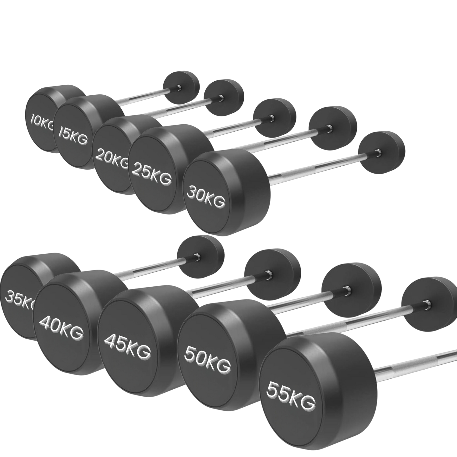 PU Fixed Straight Barbell Set 10kg 55kg at GD
