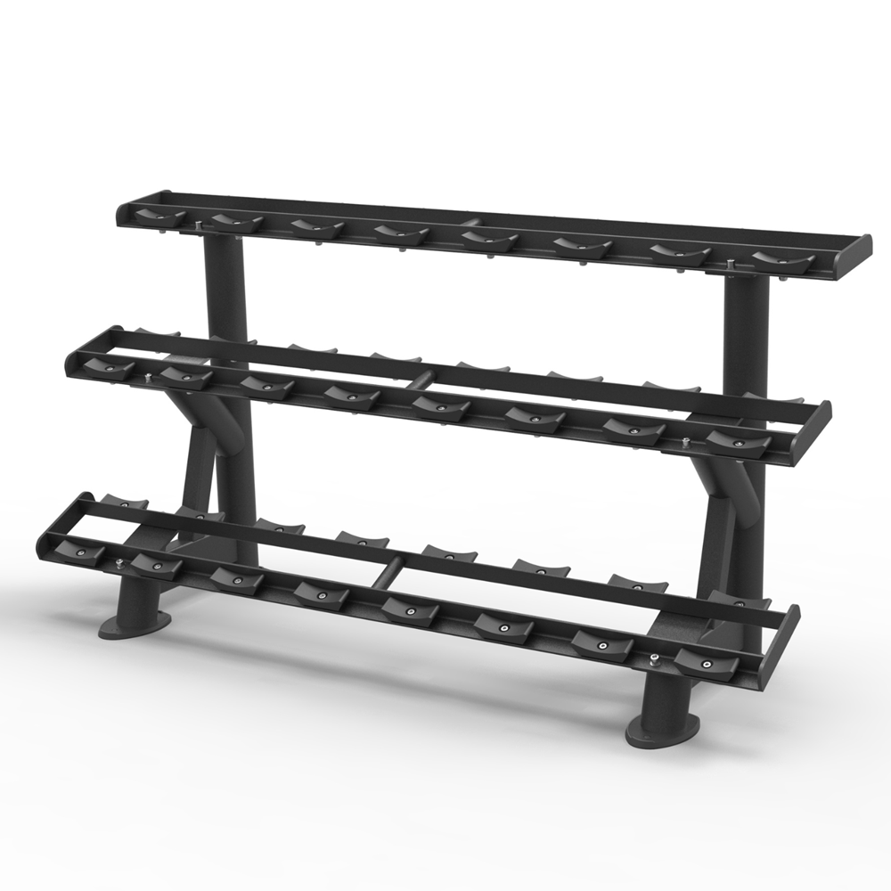 Rapid Motion Commercial 3 Tier Dumbbell Rack 12 Pairs Black Frame-Gym Direct