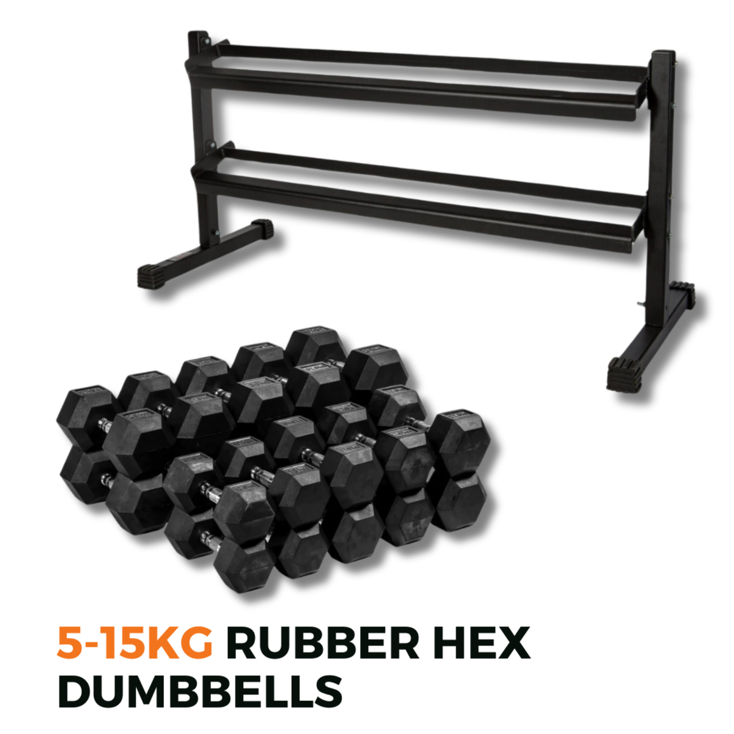 5 15kg Rubber Hex Dumbbell Set Optimize Your Workout Space at GD