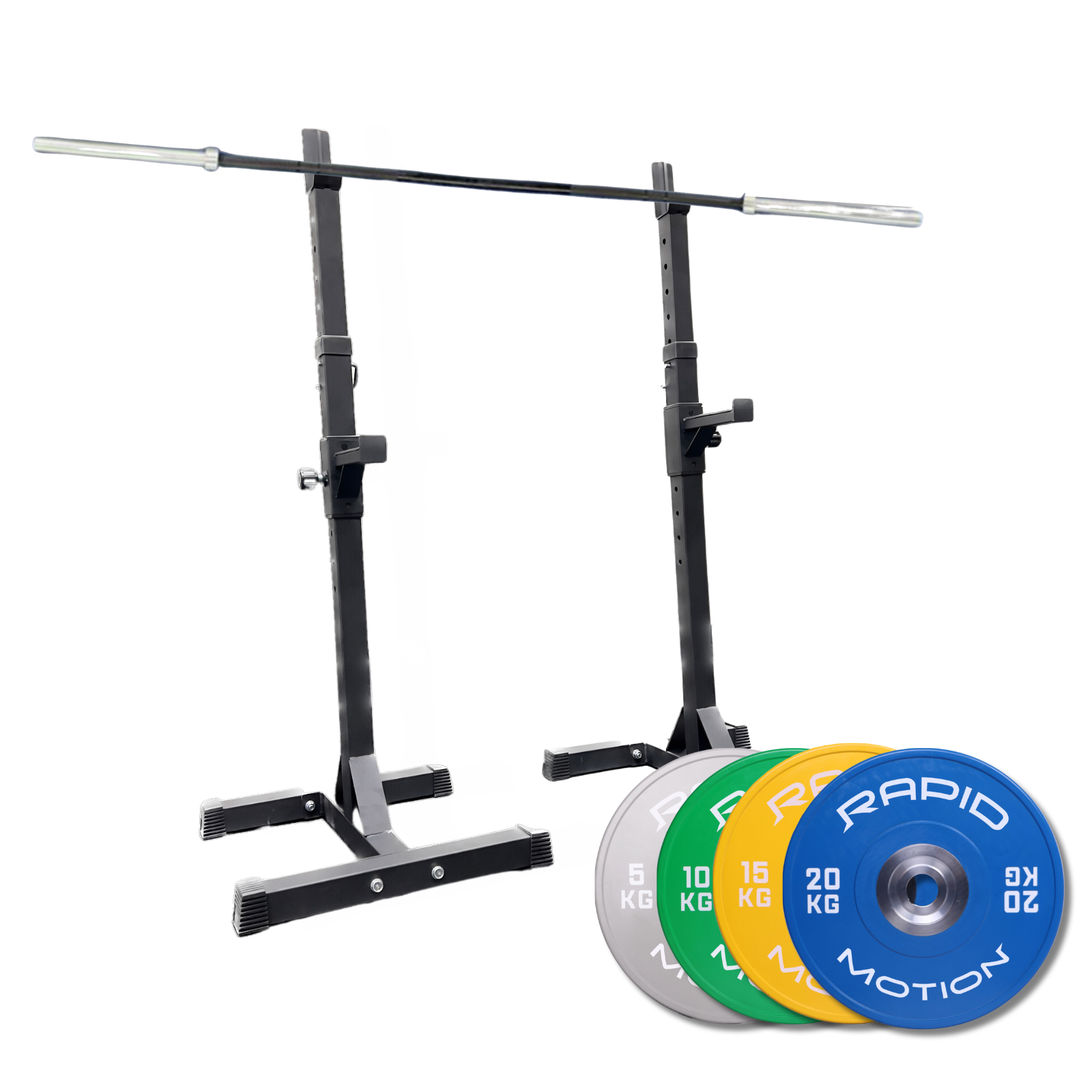 Muscle Motion SST Rack Barbell Bumper Weights Squat Package at GD