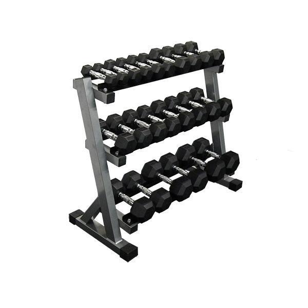 12 Pair Rubber Hex Dumbbell Set Rack at GD