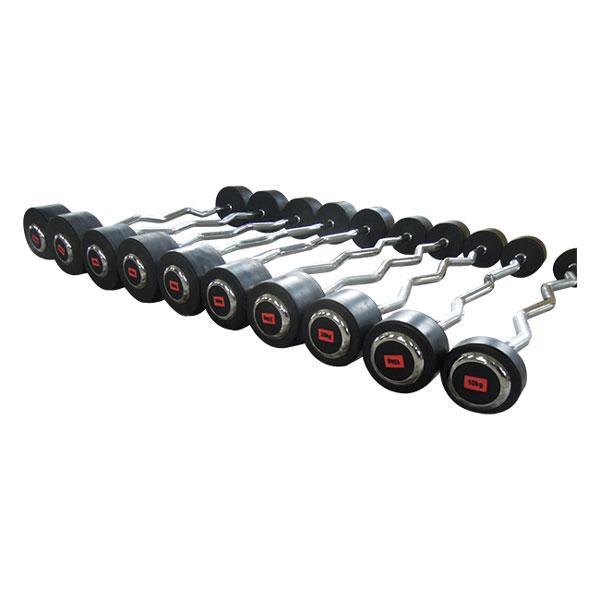 Prostyle Fixed Curl Barbell + Rack (10kg-55kg)-Fixed Barbell/Curl Bar Sets-Gym Direct