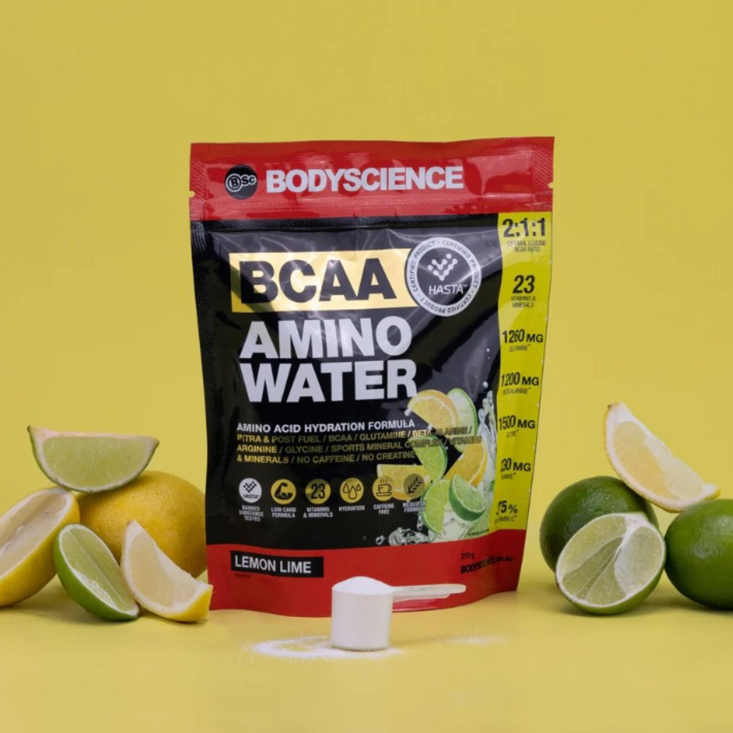 Body Science Essential Amino BCAA Hydration Fuel 270g - Lemon Lime-Gym Direct
