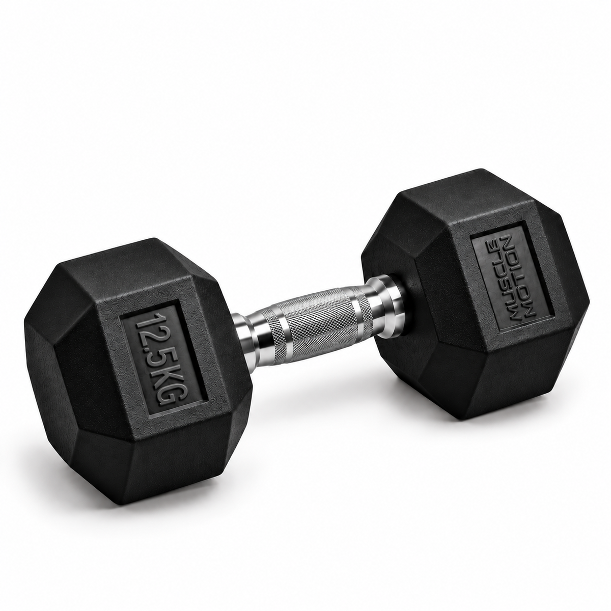 12.5kg Muscle Motion® Rubber Hex Dumbbells (Sold Individually)