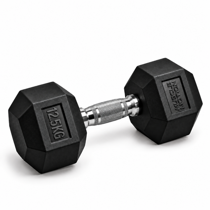 12.5kg Muscle Motion® Rubber Hex Dumbbells (Sold Individually)
