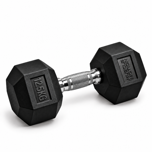 12.5kg Muscle Motion® Rubber Hex Dumbbells (Sold Individually)