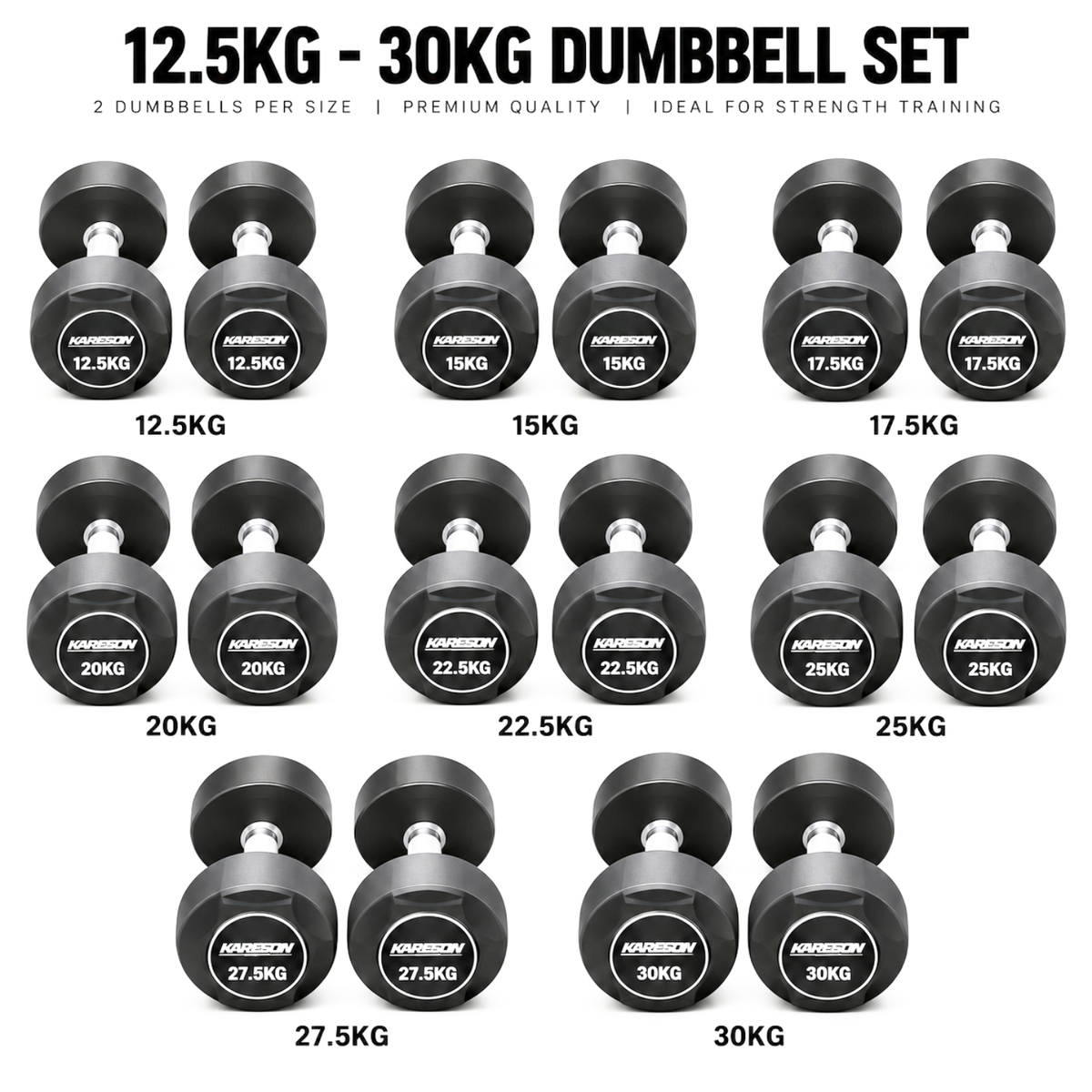 12.5kg to 30kg TPU Round Head Dumbbell Set Harison