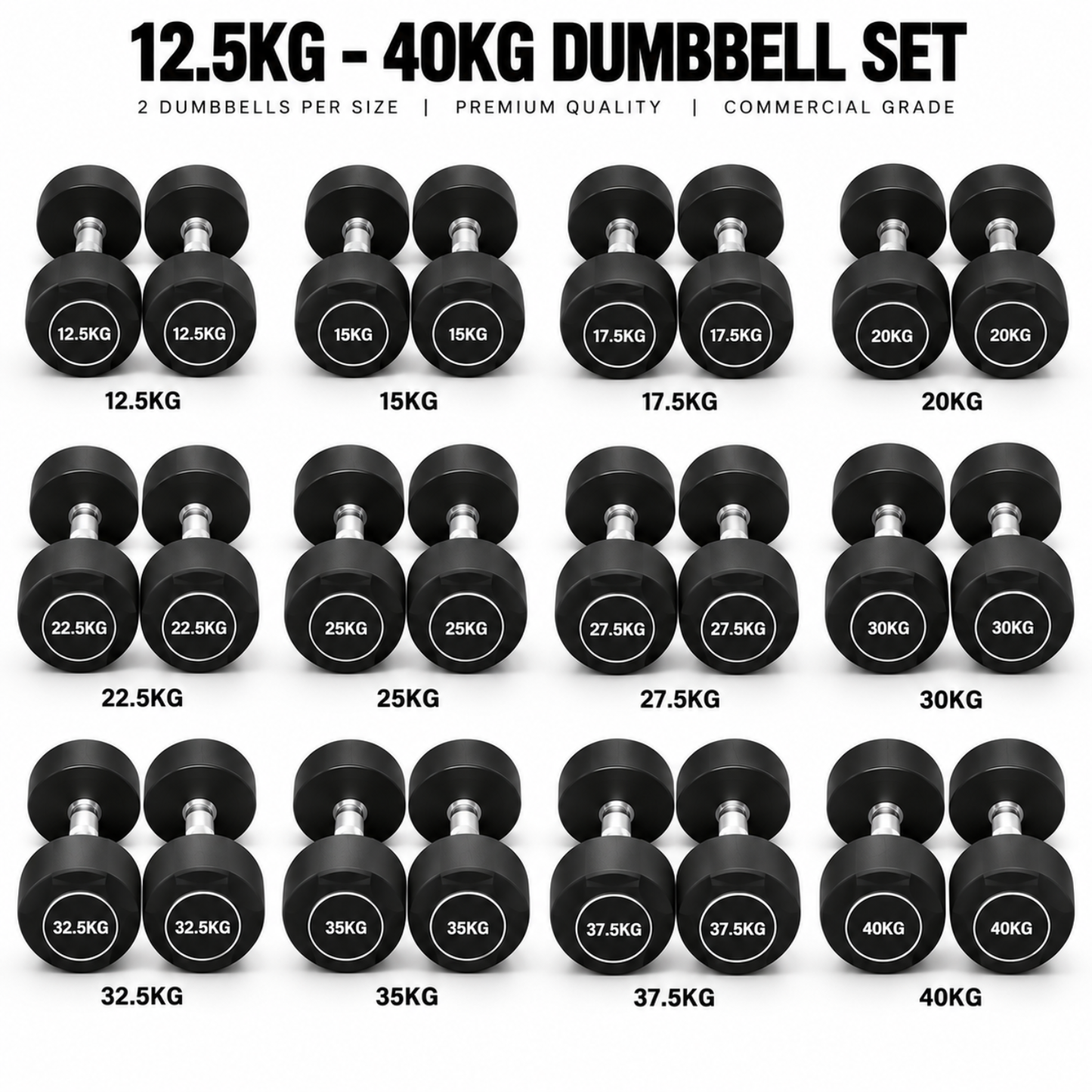 12.5kg to 40kg TPU Round Head Dumbbell Set Harison