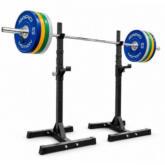 Muscle Motion SST Pack - Squat Rack + Barbell + 100kg Bumper Weights