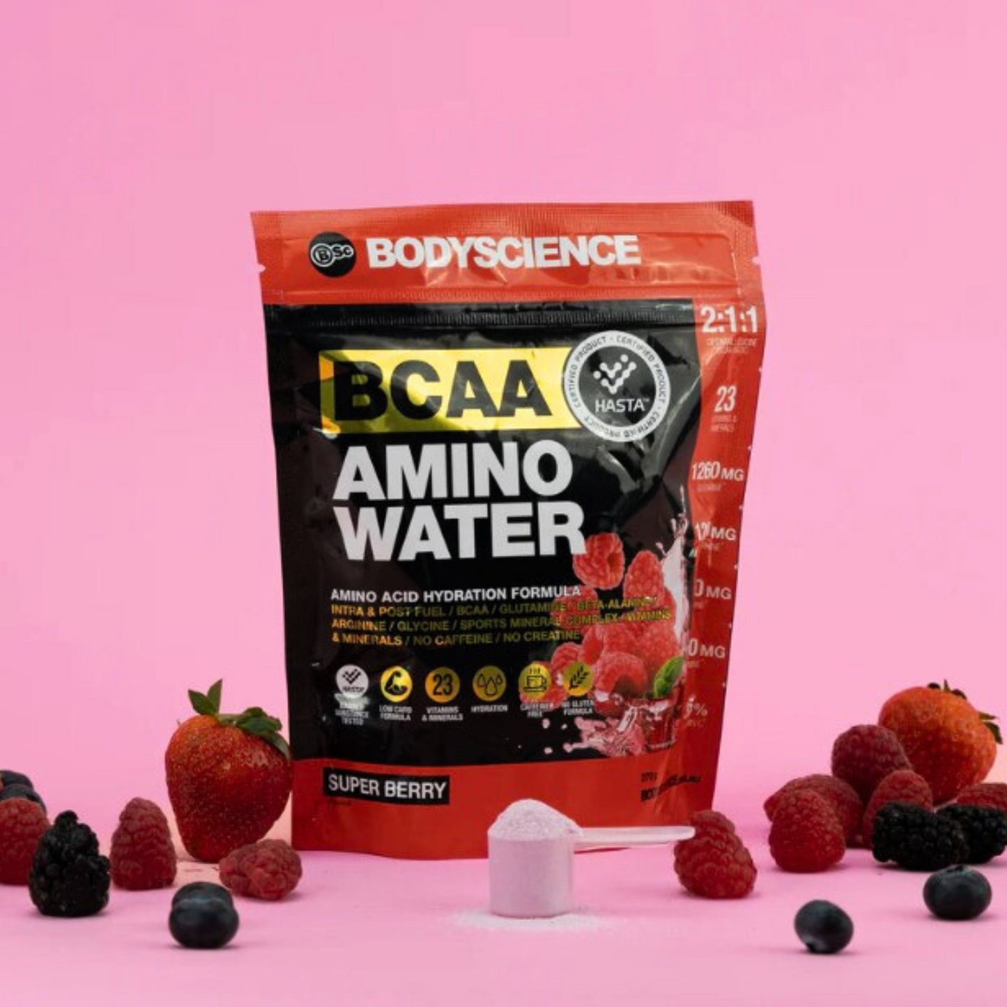 Body Science Essential Amino BCAA Hydration Fuel 270g - Super Berry-Gym Direct