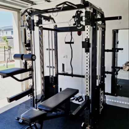 Rapid Motion FT1008 Commercial Smith Machine Power Rack and Functional Trainer 3 in 1