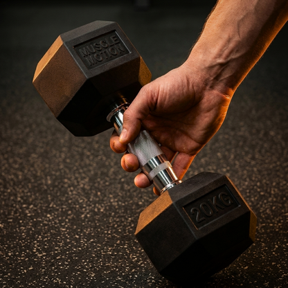 Muscle Motion Rubber Hex Dumbbells 1kg To 50kg (Pair)
