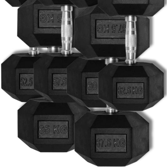 Muscle Motion Rubber Hex Dumbbell – 52.5kg to 67.5kg (Single)