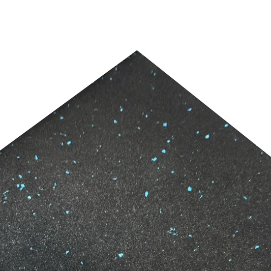 Commercial Premium Rubber Gym Flooring -  Black/Blue Flecks 1m x 1m x 15mm