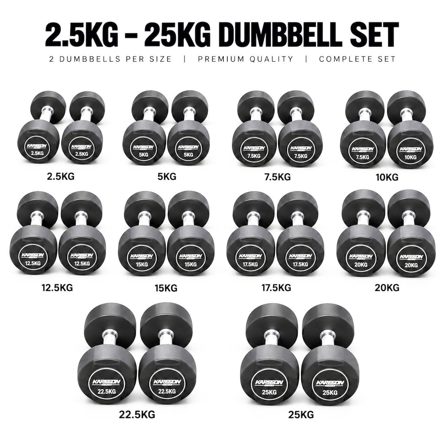 2.5kg to 25kg TPU Round Head Dumbbell Set Harison