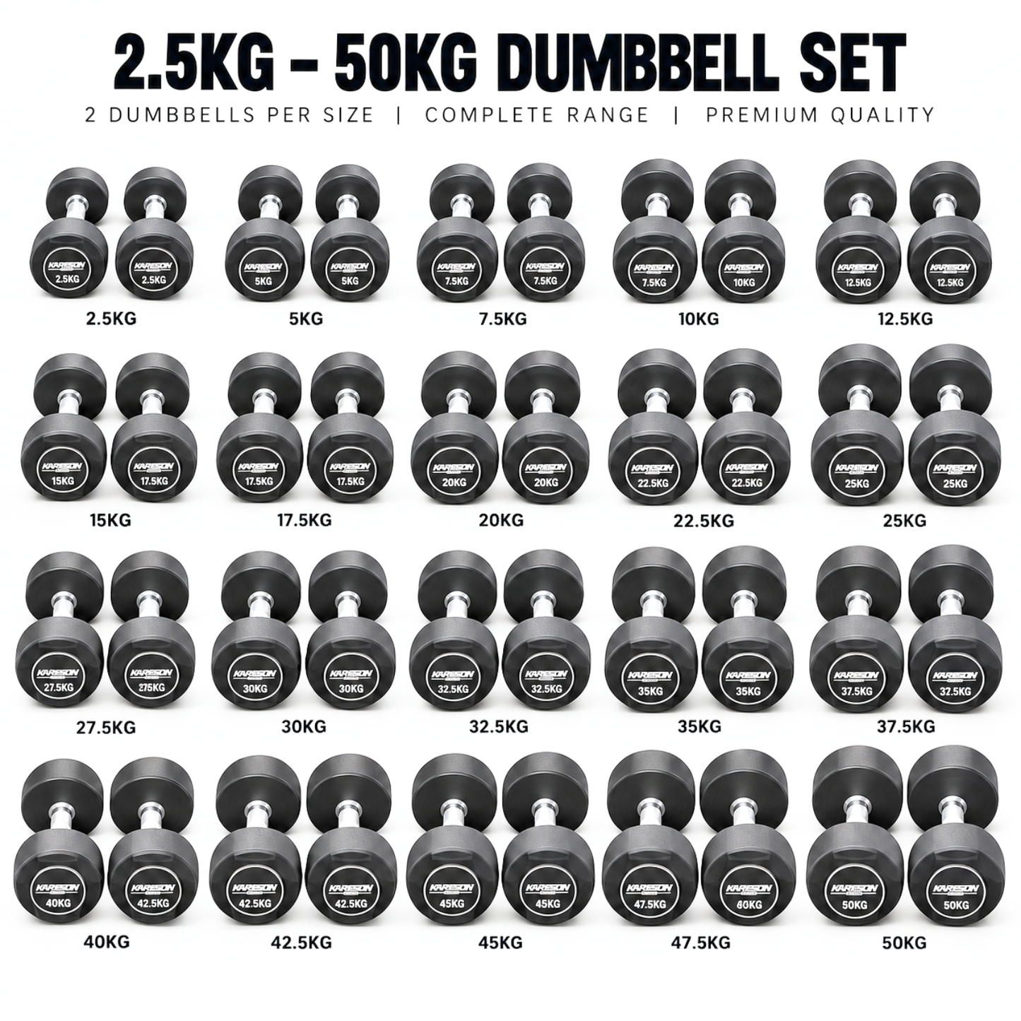 2.5kg to 50kg TPU Round Head Dumbbell Set Harison