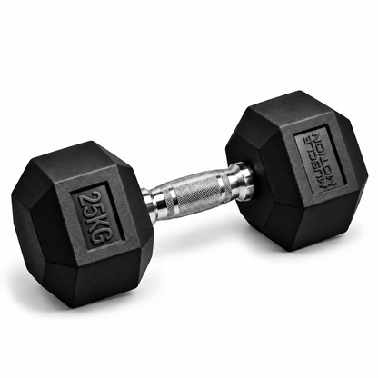 25kg Muscle Motion Rubber Hex Dumbbells (Sold Individually)