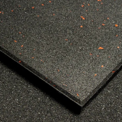 Commercial Rubber Gym Flooring - Black with Red Fleck (1000mm x 1000mm x 15mm)