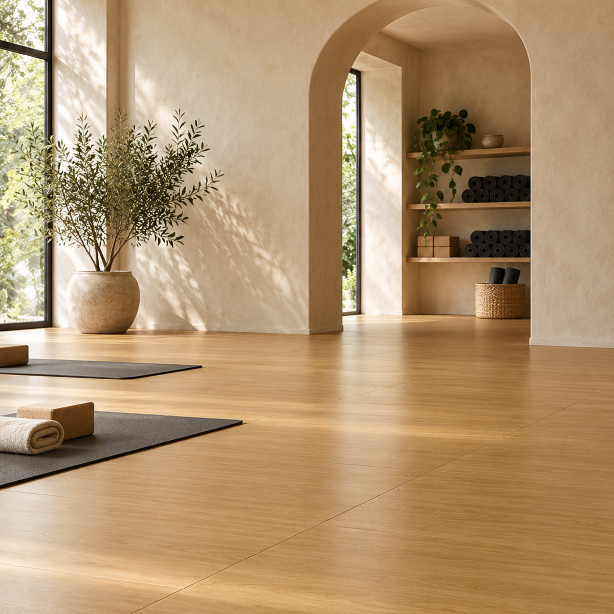 Muscle Motion Gym Floor Tiles - Wood - Gapless