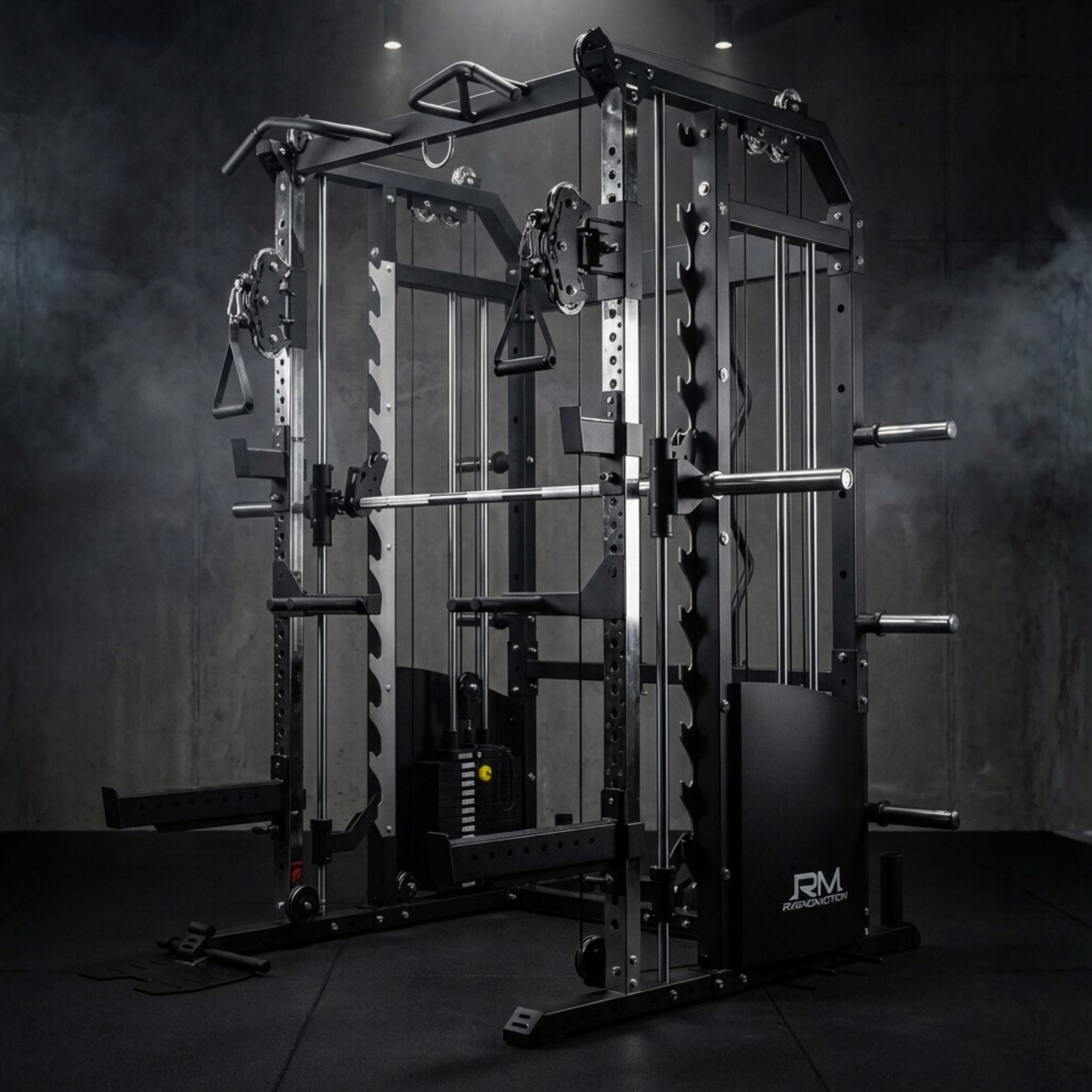 Rapid Motion FT1008 Commercial Smith Machine Power Rack and Functional Trainer 3 in 1
