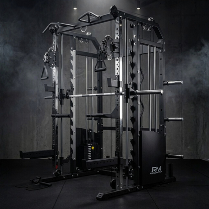 Rapid Motion FT1008 Commercial Smith Machine Power Rack and Functional Trainer 3 in 1