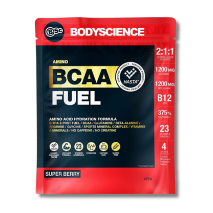 Body Science Essential Amino BCAA Hydration Fuel 270g - Super Berry-Gym Direct