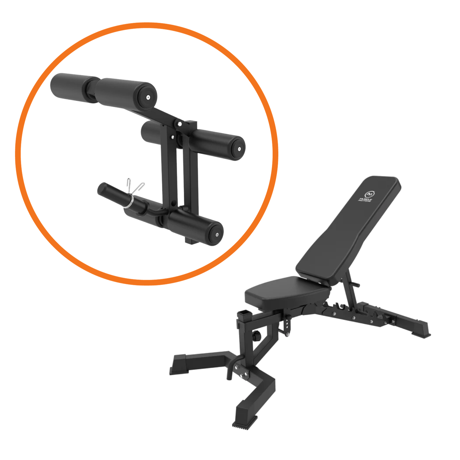 Muscle Motion AB1013 Bench with Leg Extension Attachment at GD