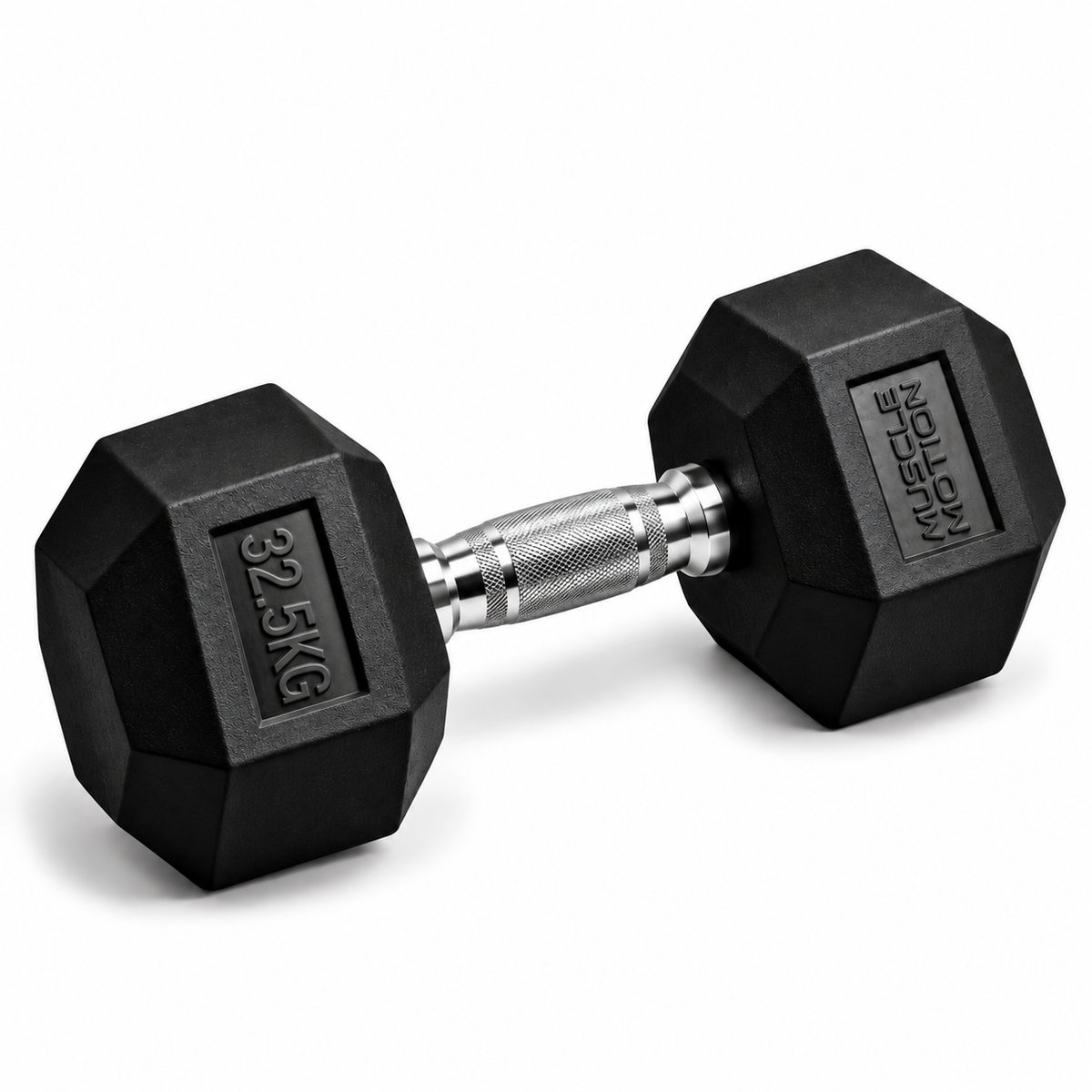 32.5kg Muscle Motion Rubber Hex Dumbbells (Sold Individually)