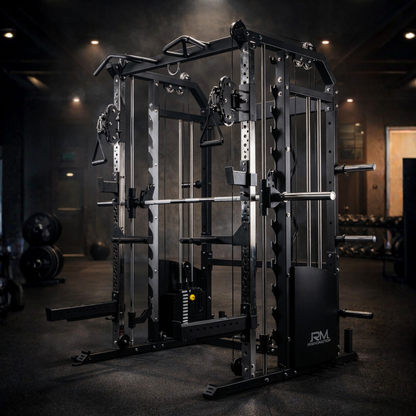 Rapid Motion FT1008 Commercial Smith Machine Power Rack and Functional Trainer 3 in 1