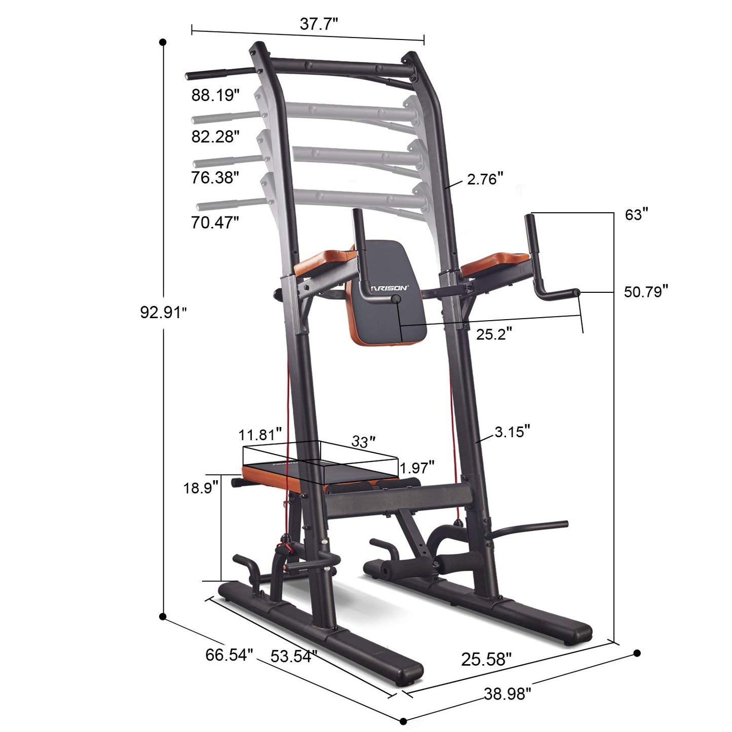 Harison HR-408 VKR Power Tower with Foldable Bench