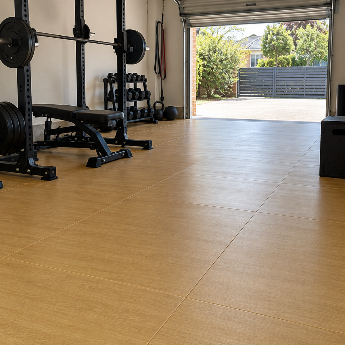 Muscle Motion Gym Floor Tiles - Wood - Gapless