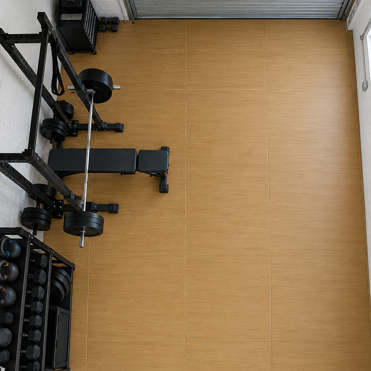 Muscle Motion Gym Floor Tiles - Wood - Gapless