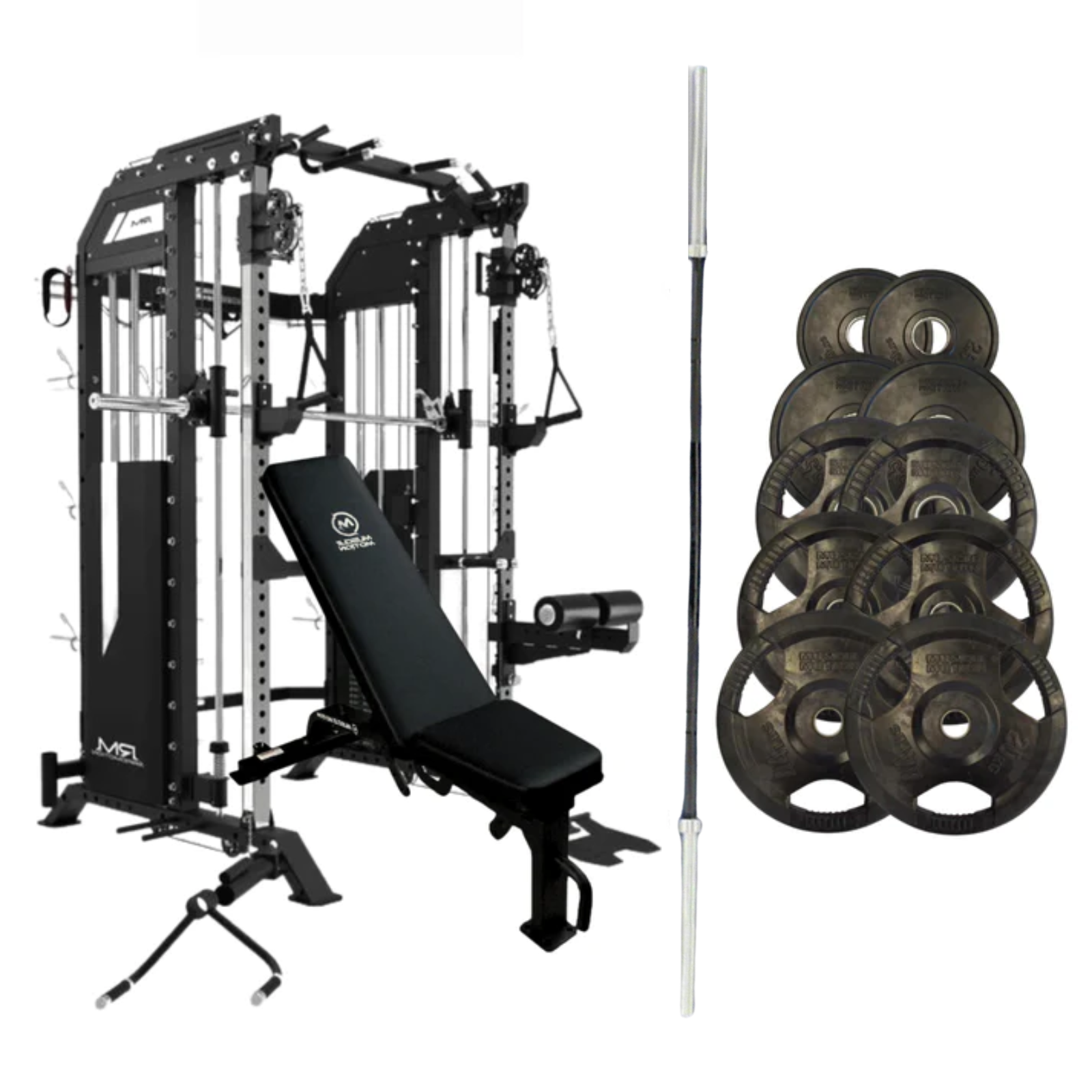 Rapid Motion FT1009 Commercial Smith Machine Power Rack And Functional Trainer 3 In 1 Package-Gym Direct