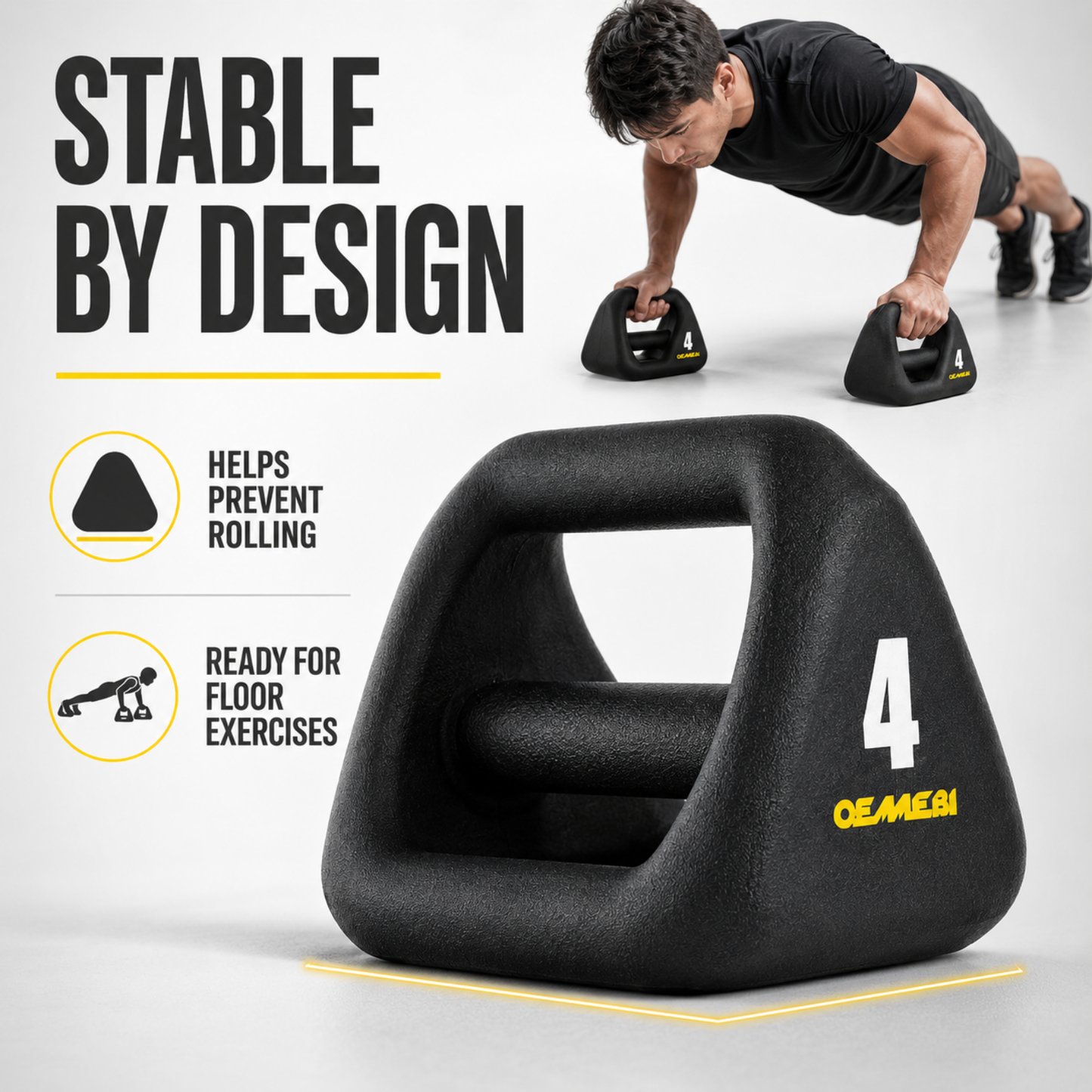 Oemmebi Triangle Dumbbell / Kettlebell / Double Grip Medicine Ball / Push-Up Stand