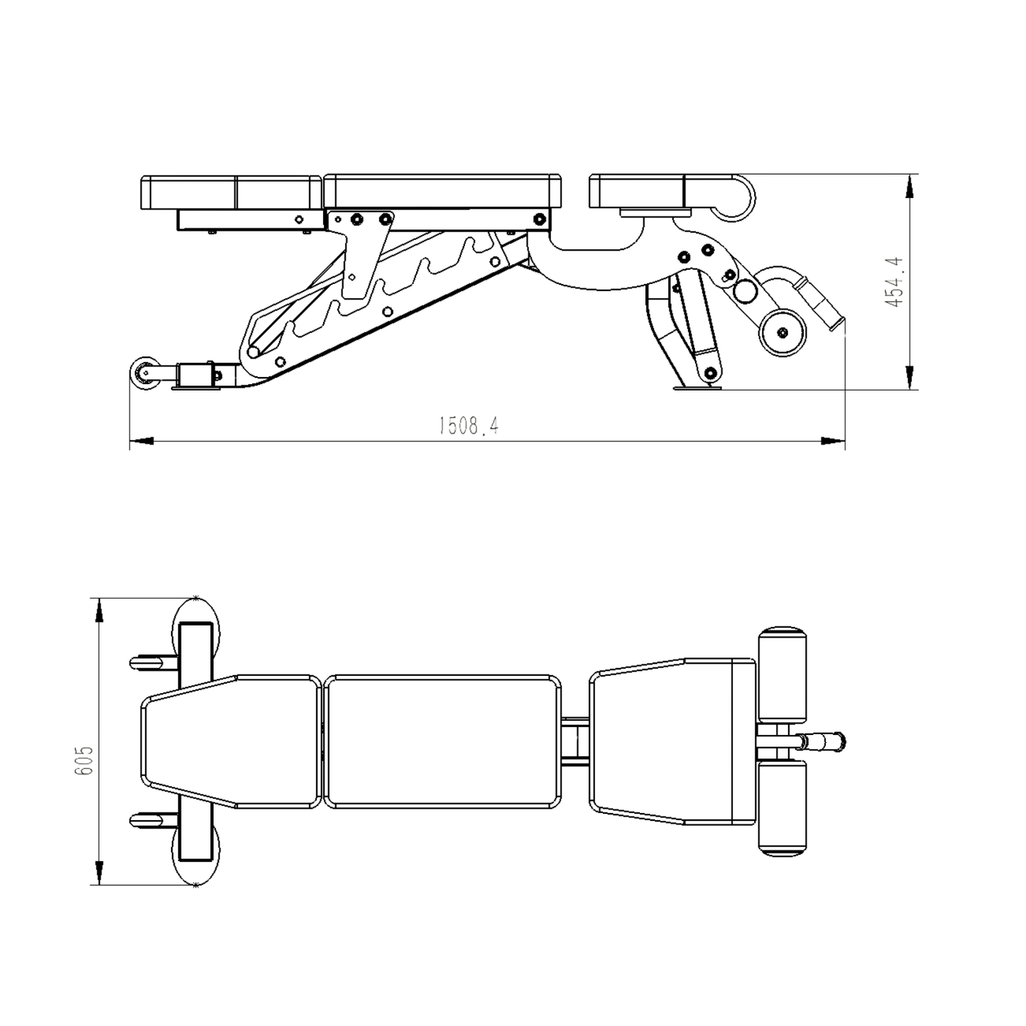 Muscle Motion 3-Section Adjustable Bench - Flat, incline and half bench