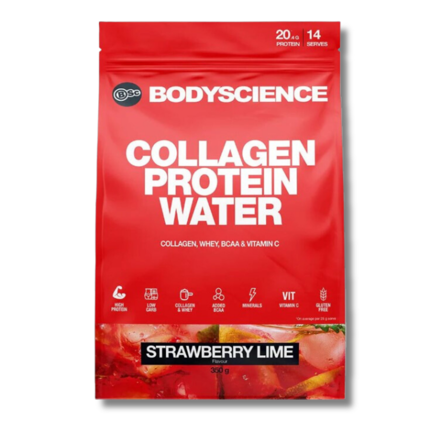 Body Science Collagen Protein Water 350g - Strawberry Lime-Gym Direct