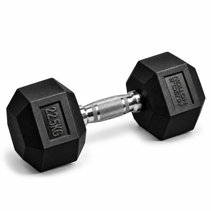 22.5kg Muscle Motion Rubber Hex Dumbbells (Sold Individually)