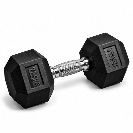 22.5kg Muscle Motion Rubber Hex Dumbbells (Sold Individually)