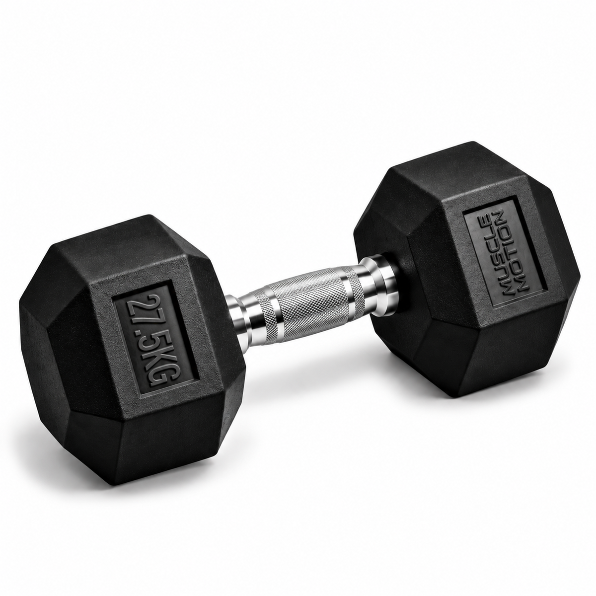27.5kg Muscle Motion Rubber Hex Dumbbells (Sold Individually)