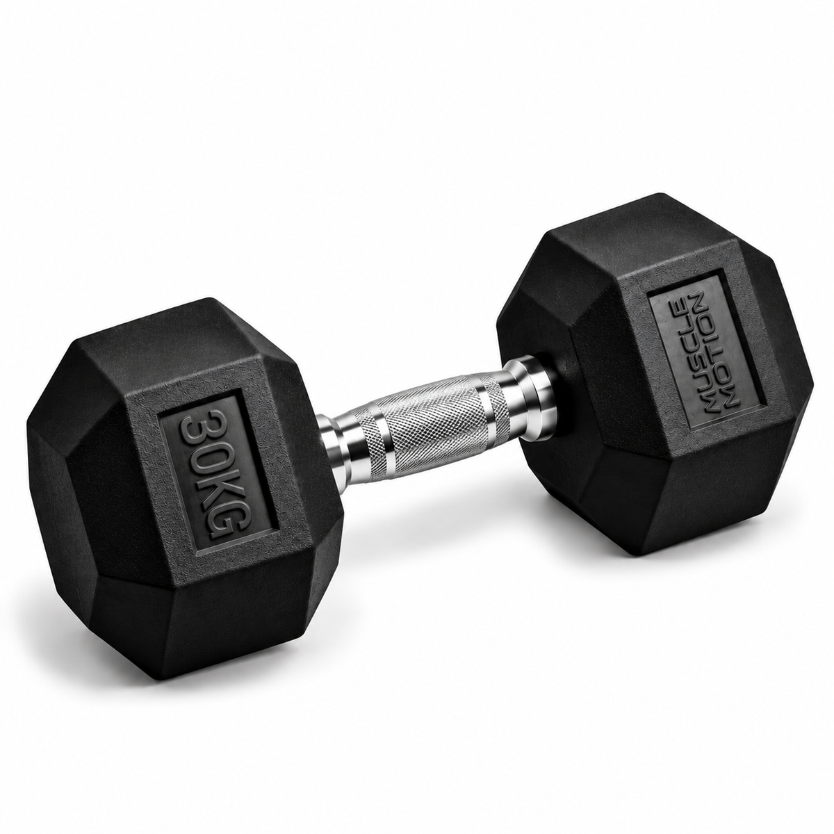 30kg Muscle Motion Rubber Hex Dumbbells (Sold Individually)