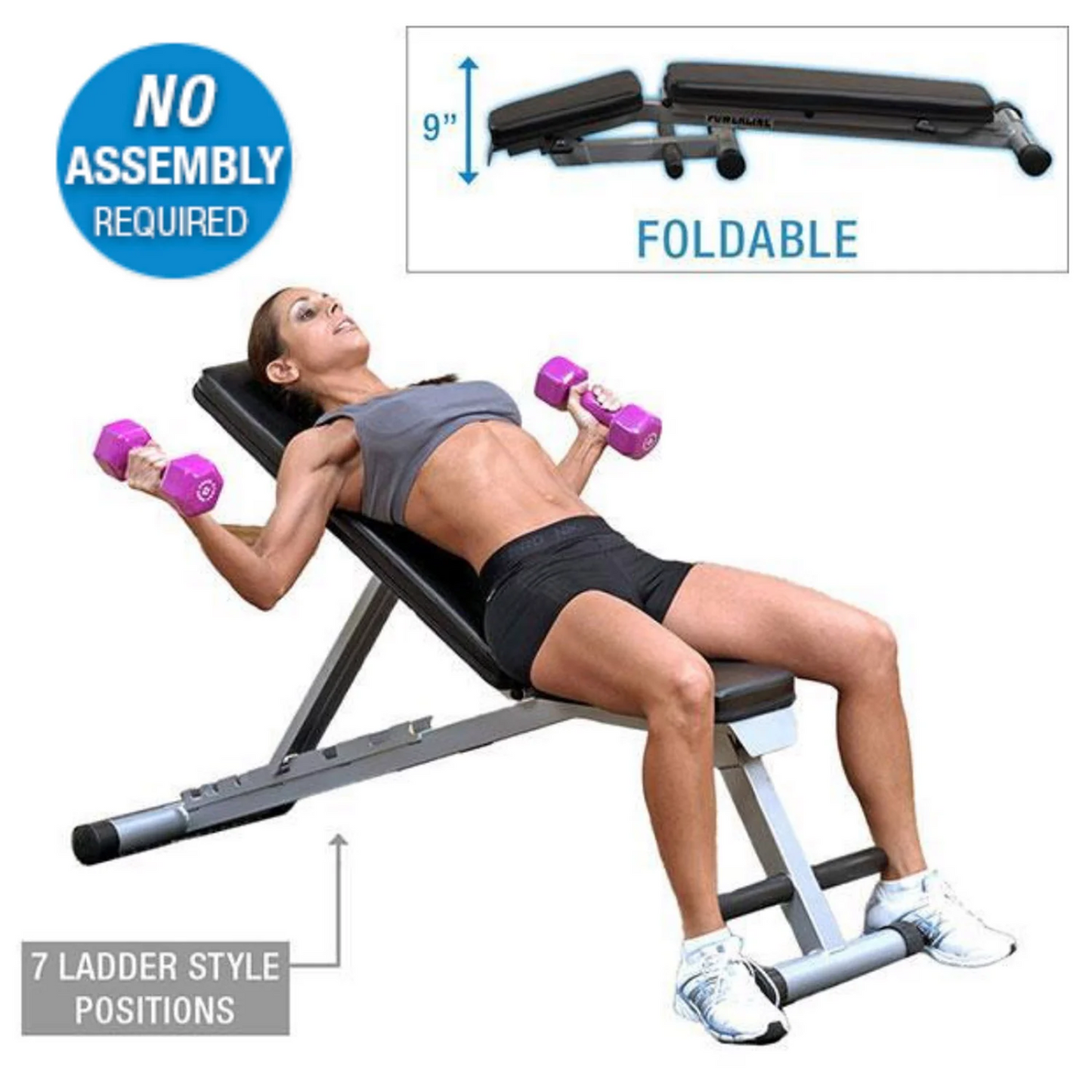 Body Solid Powerline Flat/Incline/Decline Folding Bench