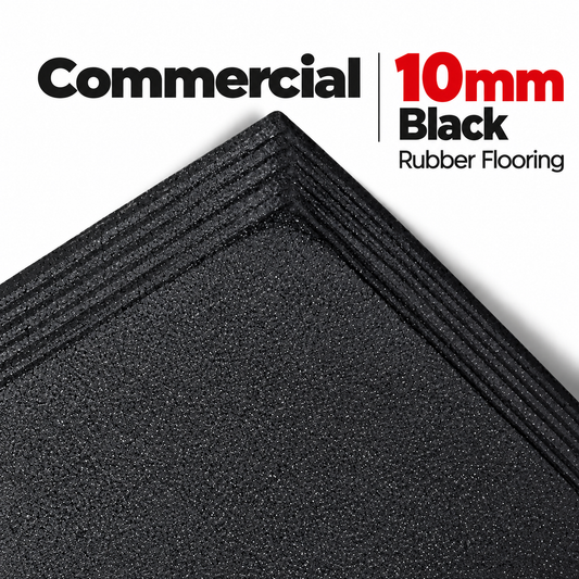 Commercial Premium Rubber Gym Flooring - Black 1m x 1m x 10mm