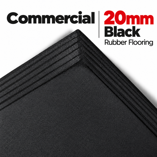 Commercial Premium Rubber Gym Flooring Black 1m x 1m x 20mm